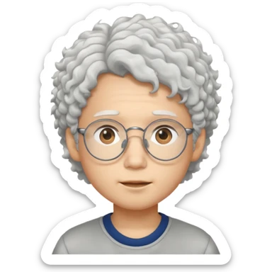young asian boy with curly white hair and glasses sticker