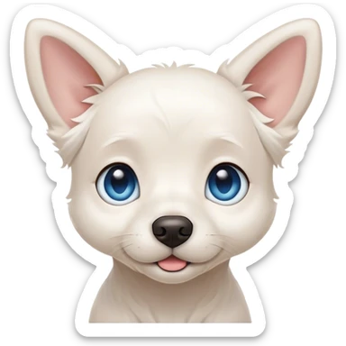 Blue eyed small white dog ffloppy ears sticker