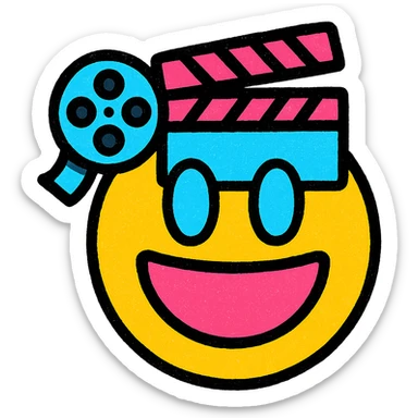 cinematic modern emoji representing films and series theme, suitable for Discord bot server interface sticker