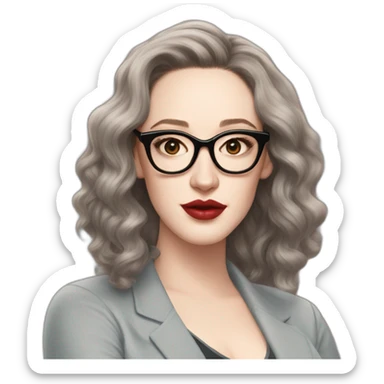 Kat Dennings wearing glasses her hair is fair brown and lips are neutral colour  sticker