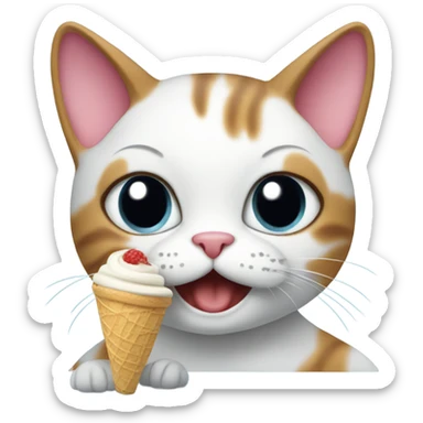 Cat eating ice cream sticker