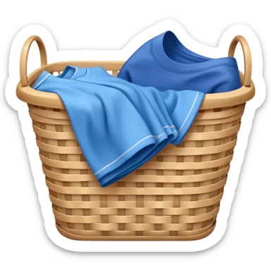 LAUNDRY white BASKET WITH FOLDED blue CLOTHES sticker