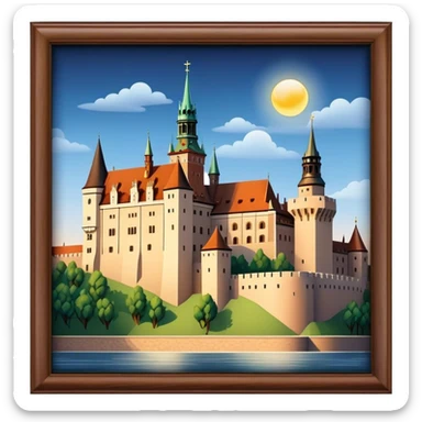 Cinematic Realistic Wawel Castle Landmark Emoji, depicted with the historic royal castle rendered with intricate detail and dramatic, majestic lighting. sticker