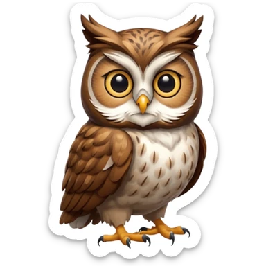 The real-life full sized owl with cat's face on transparent background sticker