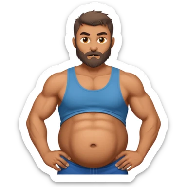 A athletic Werewolf pregnant man, his belly huge and round sticker