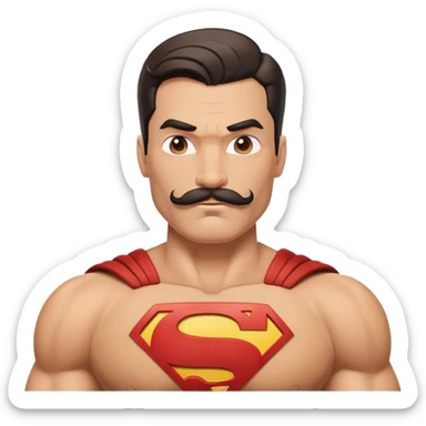 tan super man with mustache sticker