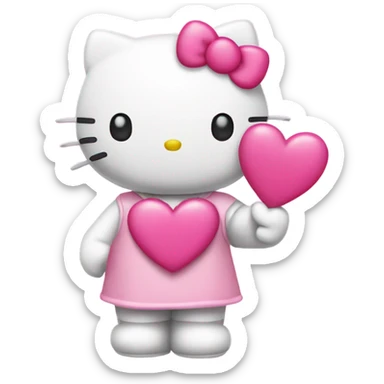 hello kitty holding pink heart sticker