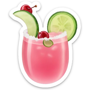 pink margarita with cucumber and cherries  sticker