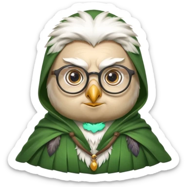 white owl professor in green cloak Capelo sticker