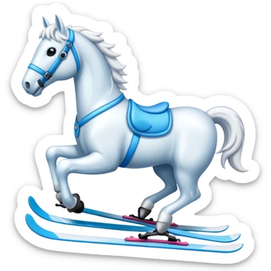 A snow horse made of snow with ski sticker