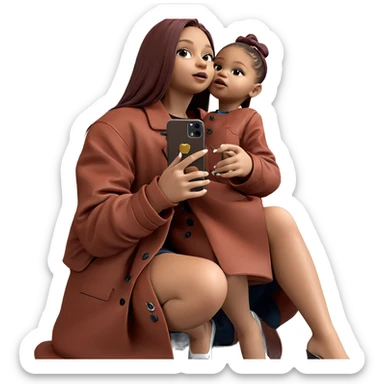 stylish girl with smartphone sticker