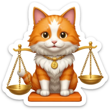 happy cat with the scales of justice sticker