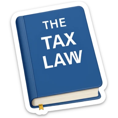 a blue book that says "the tax law" sticker