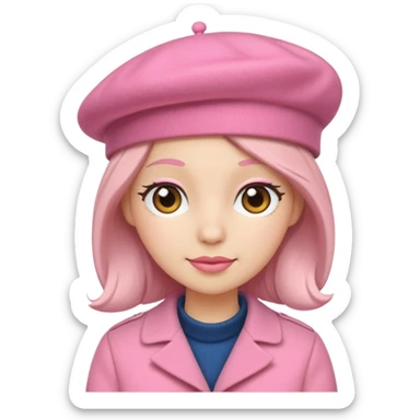 a pink beret hat sticker