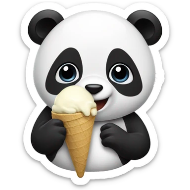 Panda eating ice cream sticker