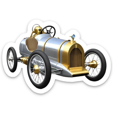  1956 luxury racing C-3PO Rolls Royce lowered powerful 4 cylinder engined silver ghost racing cyclekart with advanced rugged independent suspension, power steering and disc brakes  sticker