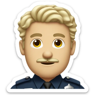 White male police officer with curly mustache  sticker