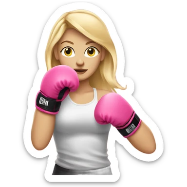 blonde girl wearing pink boxing gloves sticker