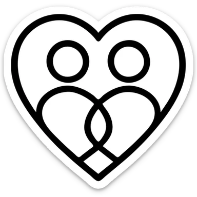 greyscale heart with intertwined lines representing soulmates and love sticker