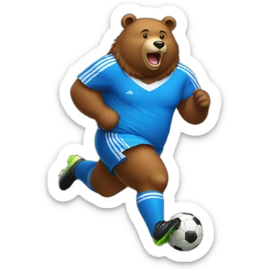 fat bear as soccer palyer running sticker
