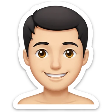 Short black haired male winking with a big smile, young man with short black hair winking one eye and smiling happily sticker
