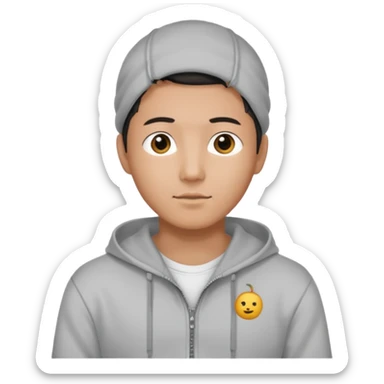 Create a handsome korean men with a white tshirt and a hoddy with ziper sticker