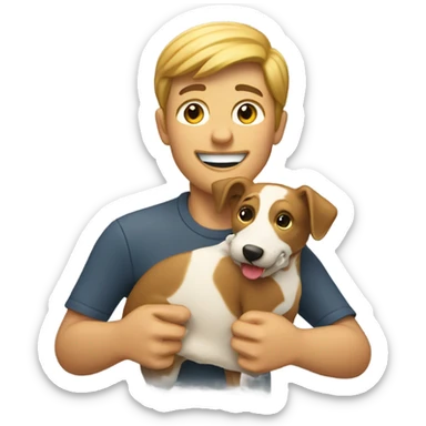 Guy eating dog bone smiling sticker