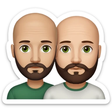 Man beard bald white dark green eyes, woman medium hair brown brown eyed latina they have different eye color man dark green woman dark brown sticker