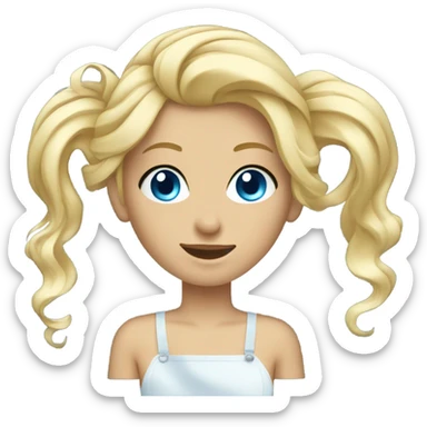 Blonde beautician washing hair with blue eyes sticker
