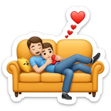 a man making love to a couch sticker