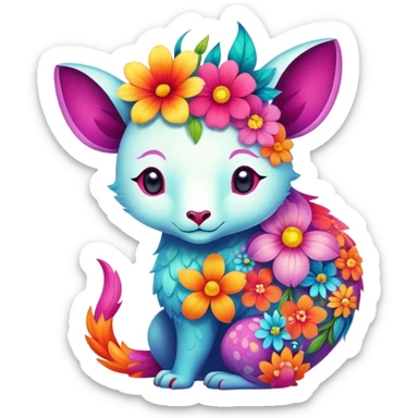 Colorful Floral Fakémon-Pokémon-anime-animal-creature sticker