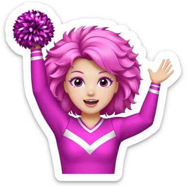 football cheerleader, big cheering pom, pink and twinkle sticker