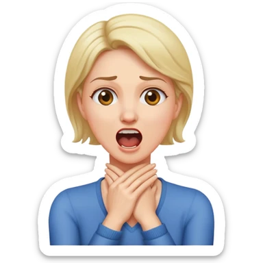 arms crossed holding neck woman screaming sticker