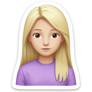 back view of a person, blonde with long straight hair, wearing pastel purple clothes, variation 2 sticker