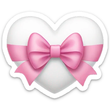 white heart with pink bow sticker