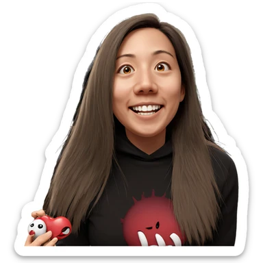 smiling girl in horror setting sticker