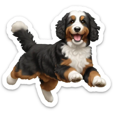 Bernedoodle flying sticker