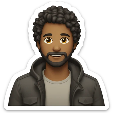 young man with beard and hair to the right sticker