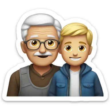 A grandfather with his boy sticker