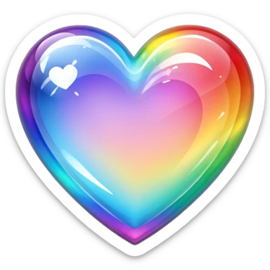 crystal clear heart rainbow sticker