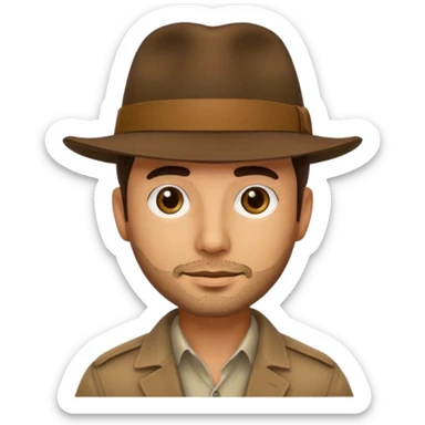 Man with stubble and olive skin wearing a brown fedora sticker