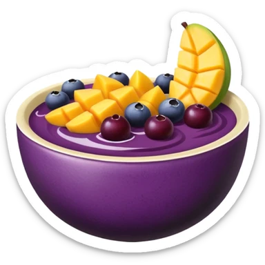 Açaí bowl with mango sticker