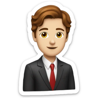 cat lawyer in red suit and brown hair sticker