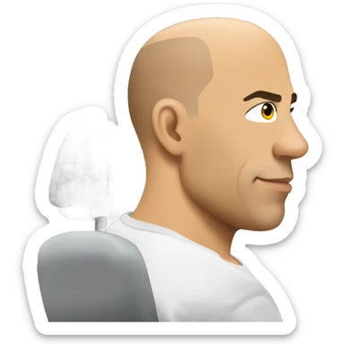 Vin Diesel in profile driving a car sticker