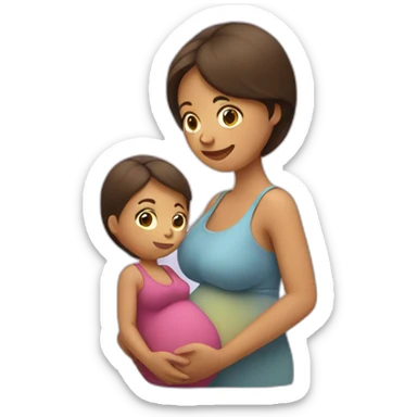 A pregnant woman with another child in the hand  sticker