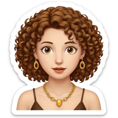 Female with Gold Necklace, fair skin,curly hair, different expressions. sticker