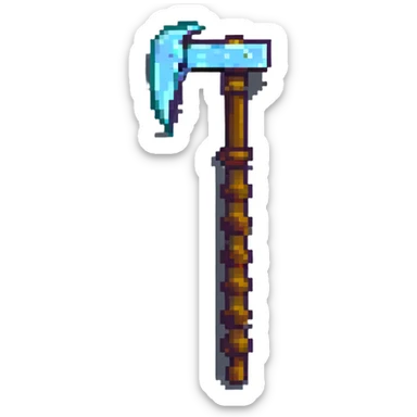 blocky minimal square pixel art Minecraft pickaxe, very simple shapes sticker