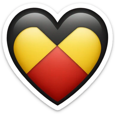 Heart with black on the top half and red on the bottom half and yellow circle  sticker