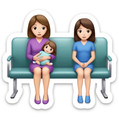 Mother and daughter brunette passes out in the waiting room  sticker