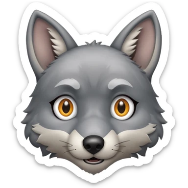 Bulging animal eyes cartoon wolf  sticker